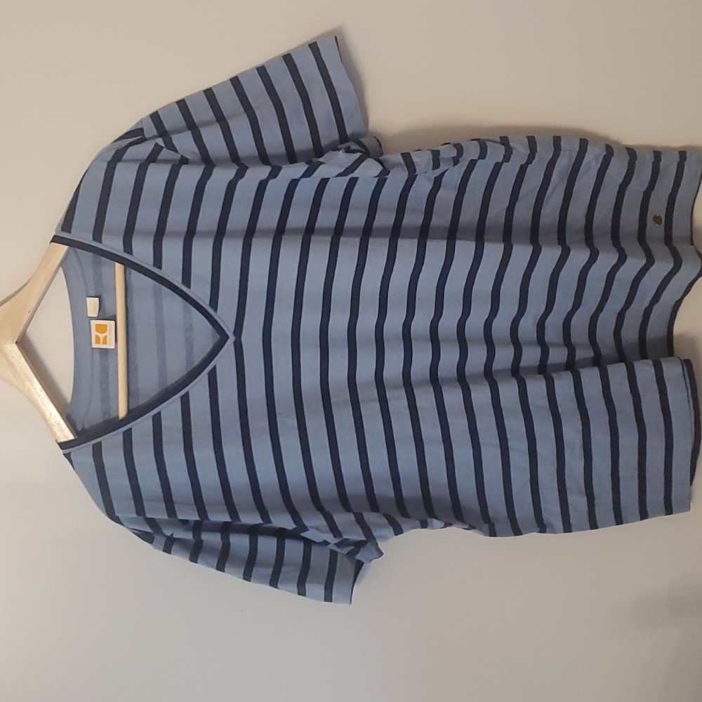 NWOT Boss Orange Blue Striped V-Neck Short Sleeve Shirt XXL